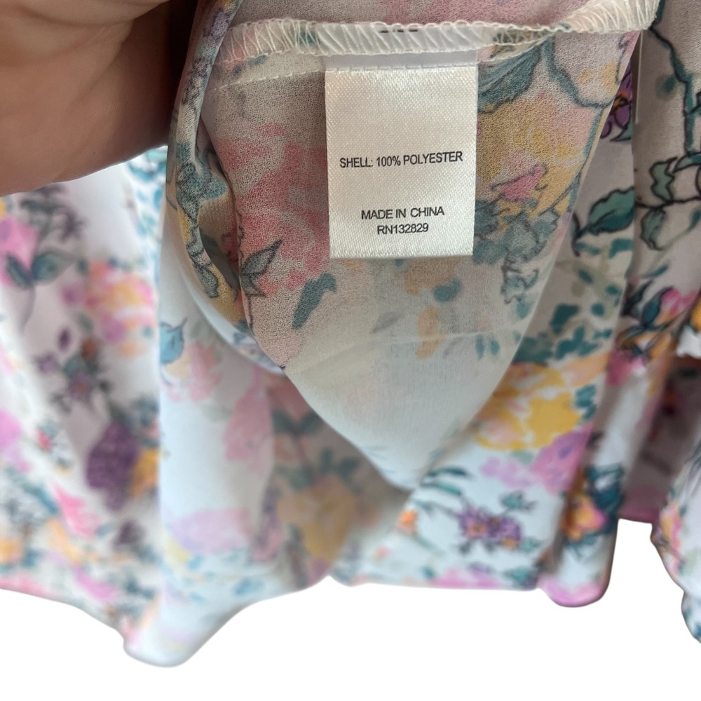 Tularosa Brogan Floral Off The‎ Shoulder Bell Sleeve Mini Dress XL White Pink - Picture 4 of 7
